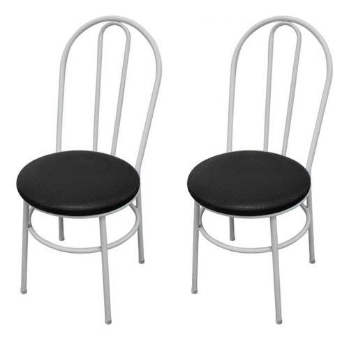 Kit 2 Cadeiras De Jantar Cozinha Milla Branco/preto  Açomix