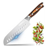 Ommo Santoku Cuchillo De Cocina Japonés De 7 Pulgadas, Cu