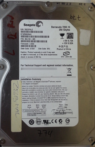 Disco Seagate St3250820as 250gb Sata 3.5 - 774 Recuperodatos