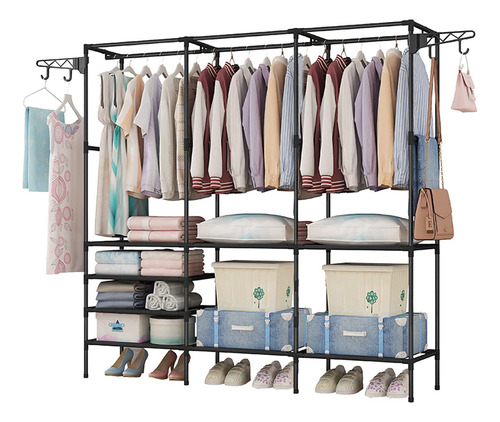 Closet Organizador De Ropa Dormitorio Lavandería 173cm Color Negro