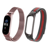 Kit 2 Pulseiras Milanês Compatível C/mi Band 3 E 4 Envio 24h