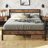 Cama Queen De Metal Con Cabecera Y 14 Listones De Acero.