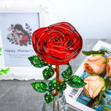 Hdcrystalgifts Florero De Cristal De Rosa Roja Con Hojas Ver