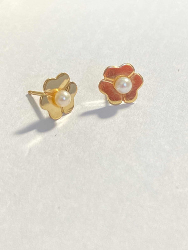 Aretes Tous Flower En Oro 18 Kilates Con Perla 100% Original