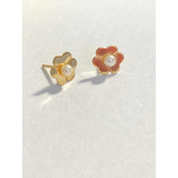 Aretes Tous Flower En Oro 18 Kilates Con Perla 100% Original