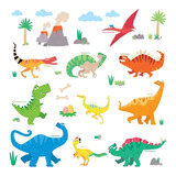 Dw Dinosaurio Colorido Adhesivos De Pared Para Niños V...