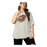 Camiseta Oversized Blusa Plus Size Life Style Animal Print