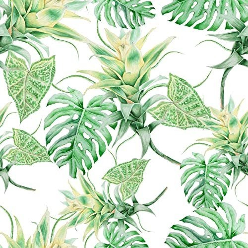 Papel Pared Autoadhesivo Floral Verde Tropical 24 X 118 