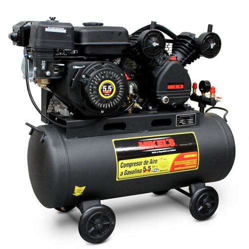 Compresor Aire Con Motor A Gasolina 5.5hp 60l Mikels Color Negro