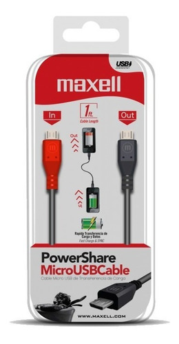 Maxell Cable Musb-200 - 1ft.  Power Share Micro Usb