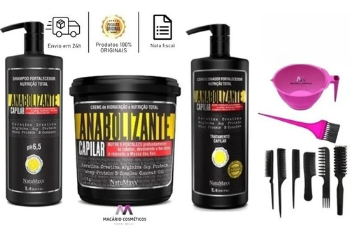 Kit Anabolizante Capilar- Shampoo + Condicionador + Máscara