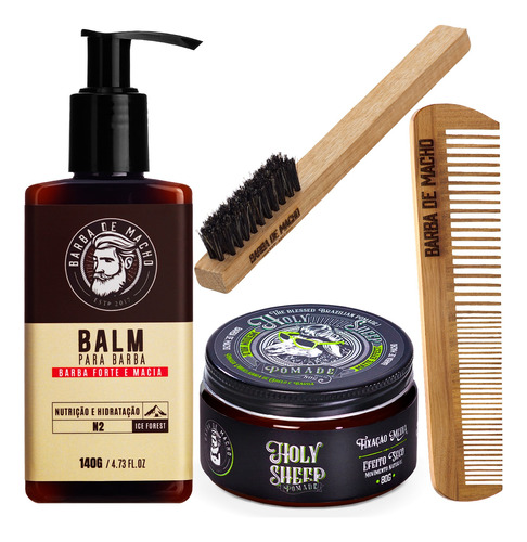 Kit Balm Ice Para Barba E Pasta Holy Sheep Modeladora Matte 