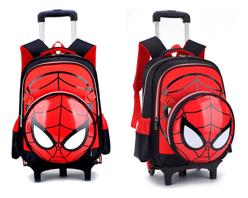 Mochila Spiderman Con Ruedas Y Lonchera De Gran Capacidad