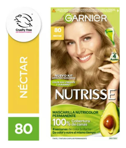 Kit De Tintura Permanente Nutrisse De Garnier Tono Tono 80 N