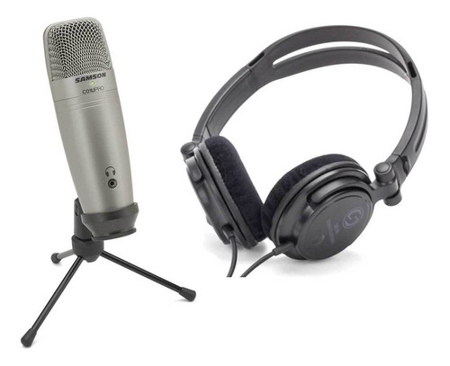 Kit Microfone Usb Samson C01u Pro Recording Pack Com Fone