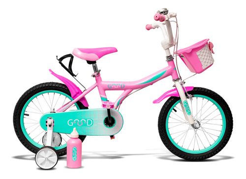 Bicicleta Infantil Aro 16 C/ Rodinhas E Cestinha Rosa Cl