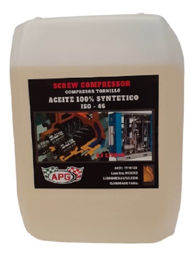 9.5l Aceite Sintetico 100% Iso 46 Para Compresor De Tornillo