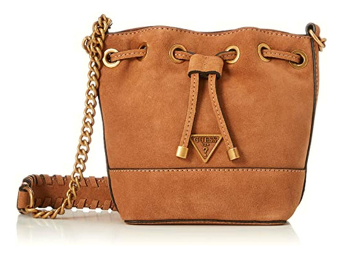 Bolsa Guess Kaoma Crossbody Bucket En Color Café Claro