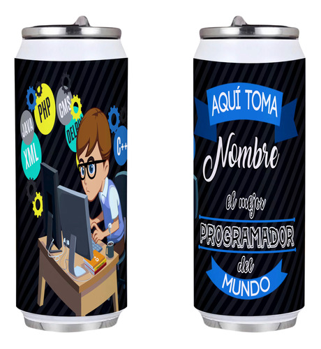 Termo Lata Personalizada Programador Regalo 500 Ml