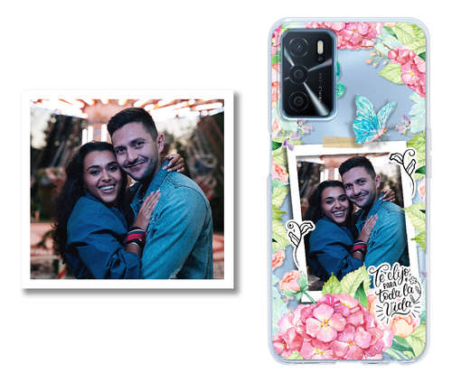 Funda Para Oppo Personalizada Flores Y Foto Con Tu Pareja