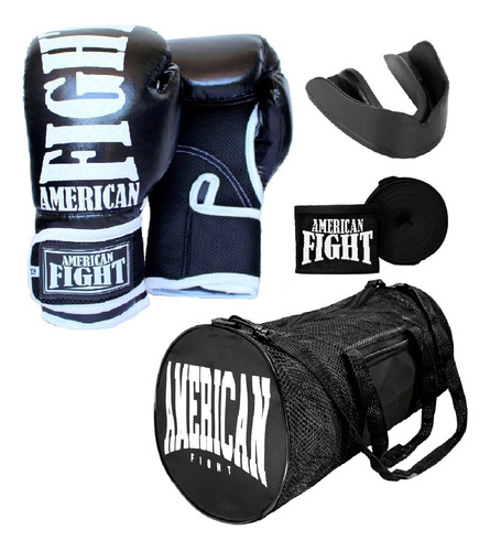 Kit Boxe Muay Thai Luva Bolsa Bandagem Bucal American Fight