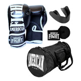 Kit Boxe Muay Thai Luva Bolsa Bandagem Bucal American Fight