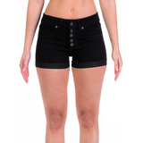 Short Mezclilla Stretch Opps Jeans Dama Negro Con Botones