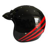 Casco Roda Vintage Negro/rojo Bullet L Abierto