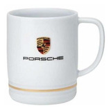 Porsche Crest Taza De Porcelana Con Anillo De Oro, Color Bla