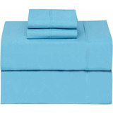 Sábanas Y Fundas - Ruvanti 4 Pcs Queen Size Blue Bed Sheets,