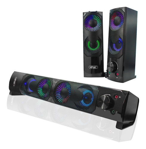 Caixa De Som Para Pc Com Led Colorido Torre E Soundbar Gamer