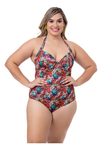 Maiô Plus Size Moda Praia Natação Com Bojo 2337