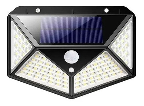 Luminária Parede Solar 100 Leds Bateria Luz Balizador Jardim