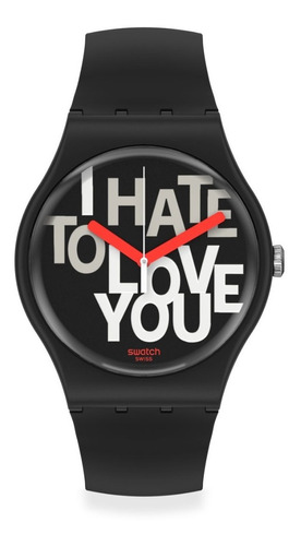 Reloj Swatch Hate 2 Love Suob185 Color Negro