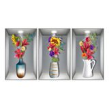 Vaso De Plantas Em Vaso Falso 3d, Pintura Suspensa, Triptych