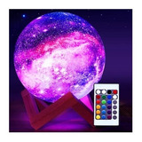 Lámpara Luna Galaxia 3d 16 Colores Recargable Rgb + Control