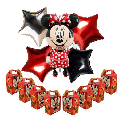 Mimi Mouse Roja Set Globos Decoracion Más Dulceras 10 Niñas Rojo