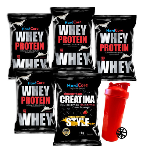 4k Proteína Wpc 5 Sabores + 1k Creatina Hardcore + Shaker