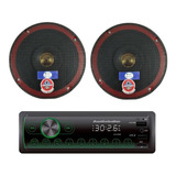 Autoestereo Bluetooth Audiobah Usb Fm Sd + 2 Bocinas 6.5puLG