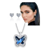 Collar Mariposa + Aretes Zirconia Corte Diamante