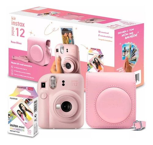 Kit Câmera Fujifilm Instax Mini 12 + Bolsa + Filme Maron