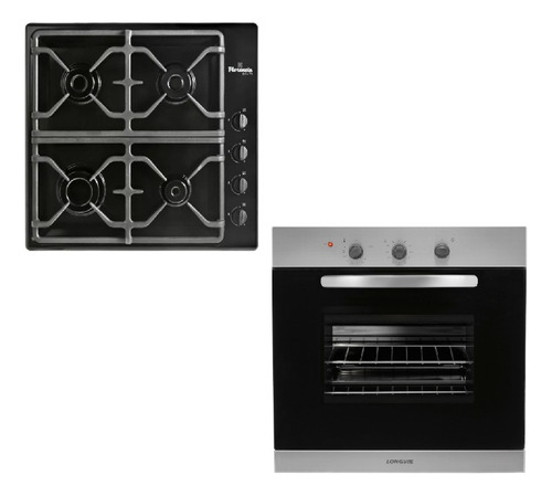 Combo A Gas Longvie Florencia - Horno Y Anafe Negro Cuo