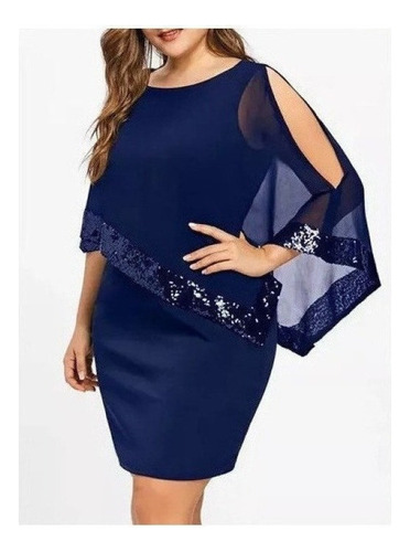 Vestido Midi De Mujer Elegante Irregular Con Lentejuelas