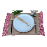 Set X4 Individual Arpillera  Volado Cuadrille Navidad Picnic