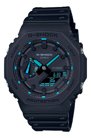 Reloj Casio G-shock Ga-2100-1a2dr Color De La Correa Negro Color Del Bisel Gris Color Del Fondo Gris