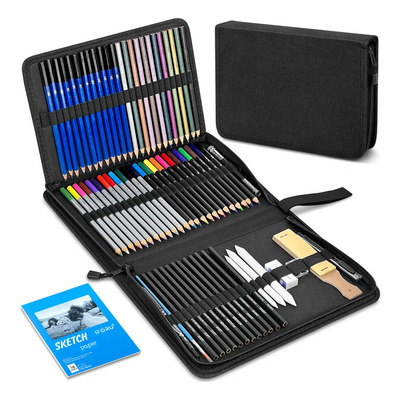 Kit Lápices De Dibujo IFORU 72 Piezas Arte Dibujo Profesional Para Colorear, Pintura Y Boceto, Incluye Carboncillo, Bosquejo, Lápices De Colores, Libro De Bocetos, Estuche Portátil Y Más | MercadoLibre