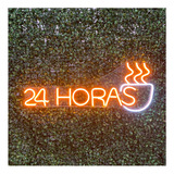 Placa Luminária/painel Neon Led- 24 Horas Café/coffe 59x24cm
