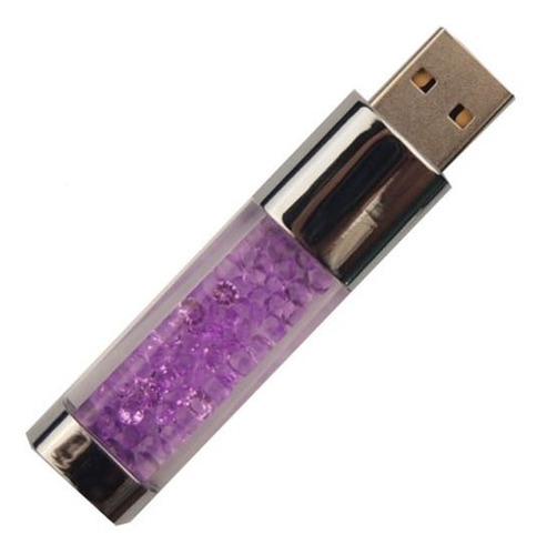 Usb Memoria Luz Led Cristal Con Piedritas 16 Gb Pendriver