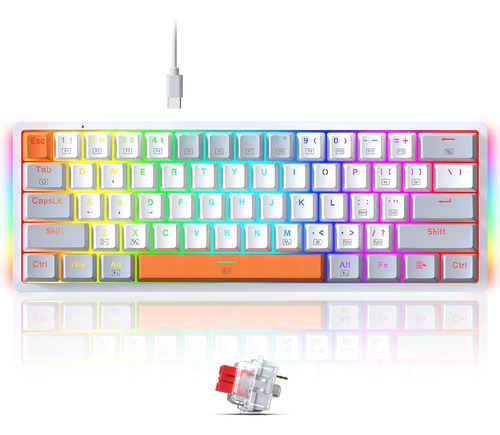 Teclado Mecánico Redragon K642 60% Switches Rojos