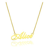 Alice Colar De Nome Personalizado Folheado A Ouro 18 K